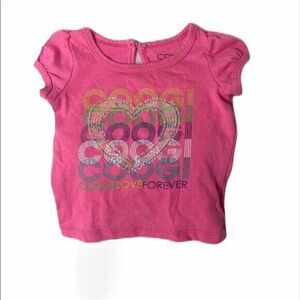 Coogi Girl's Shirt Pink Big Logo Short Sleeve Crewneck Infant Size 6-9 Month's